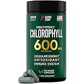 Chlorophyll Capsules 600 mg - Natural Chlorophyll Pills for Women & Men - Highly BioAvailable Chlorophyll Supplement for Energy, Immunity, Skin + Internal Deodorant