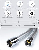 YEAUPE PVC 1.6m Shower Hose with All Brass G 1/2 Connectors view 2