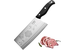 TJ POP Lightweight Cleaver Knife 7.2 Inch, Ultra Sharp Chinese Chef's Knife, Full-Tang Vegetable Meat Chopping Knife, 30Cr13 