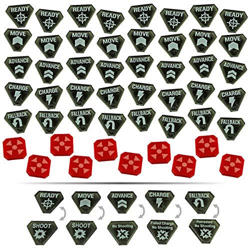 LITKO Combat Token Set Compatible WH:KT, Translucent Grey & Red (50)