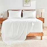 GOKOTTA 6-Pcs Queen Sheet Set: 18"-24" Extra Deep Bed Sheets with Elastic Corner Straps and Pillowcases - Rayon Derived from Bamboo - 300 High Thread Count Ultra Soft Hotel Luxury Sateen Weave