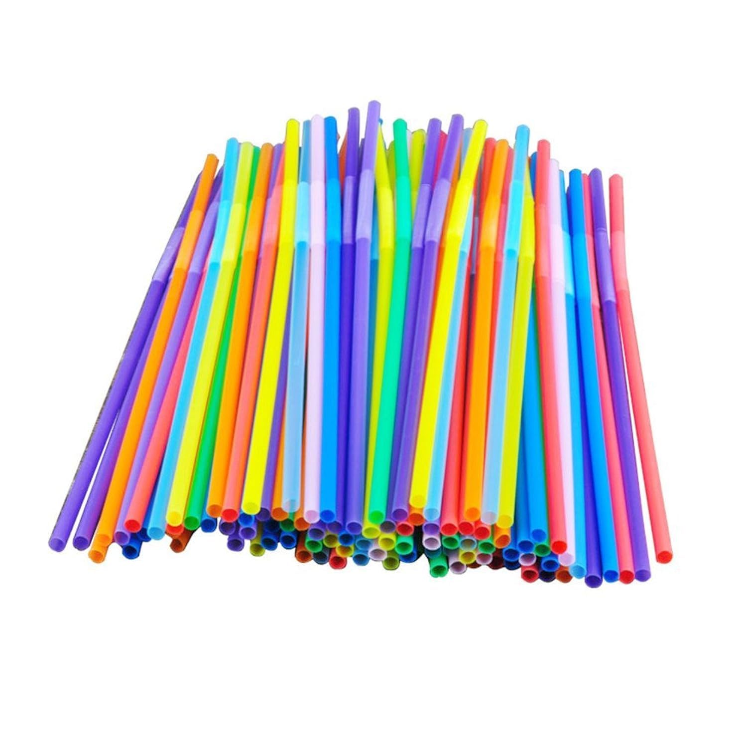 Photo 1 of 12.8inch Disposabl Drinking Straws, Colorful Extra Long Flexible Bendy Party Straws, 100 Pieces