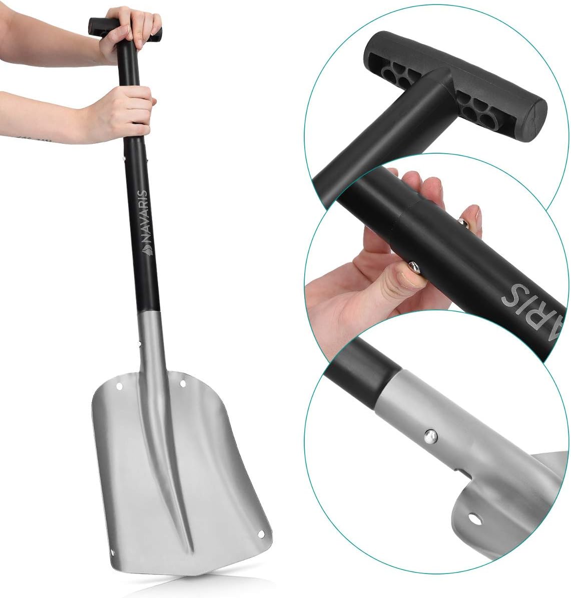 Navaris Collapsible Camping Shovel Portable Lightweight Aluminium