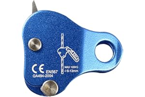 QKDS Climbing Rope Grab, High Strength Self Locking Safety Protective, Climbing Ascender Fall Protection Belay Device Climbing Rope Grip Clamp for Rock Climbing Mountaineering(Blue)