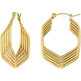 Havopso 18K Gold Plated Chunky Geometric Twist Hoop Earrings for Women Vintage Statement Dangle Earrings Stainless Steel Jewelry Christmas Gifts