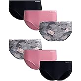 Reebok Womens Hipster Underwear - 6 Pack Soft Stretch Performance No Show Briefs Hipster Panties Seamless Underwear for Women