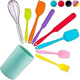 Silicone Spatula Set, E-far 9 PCS Heat Resistant Rubber Spatulas Kitchen Utensils for Nonstick Cookware Baking Cooking Mixing