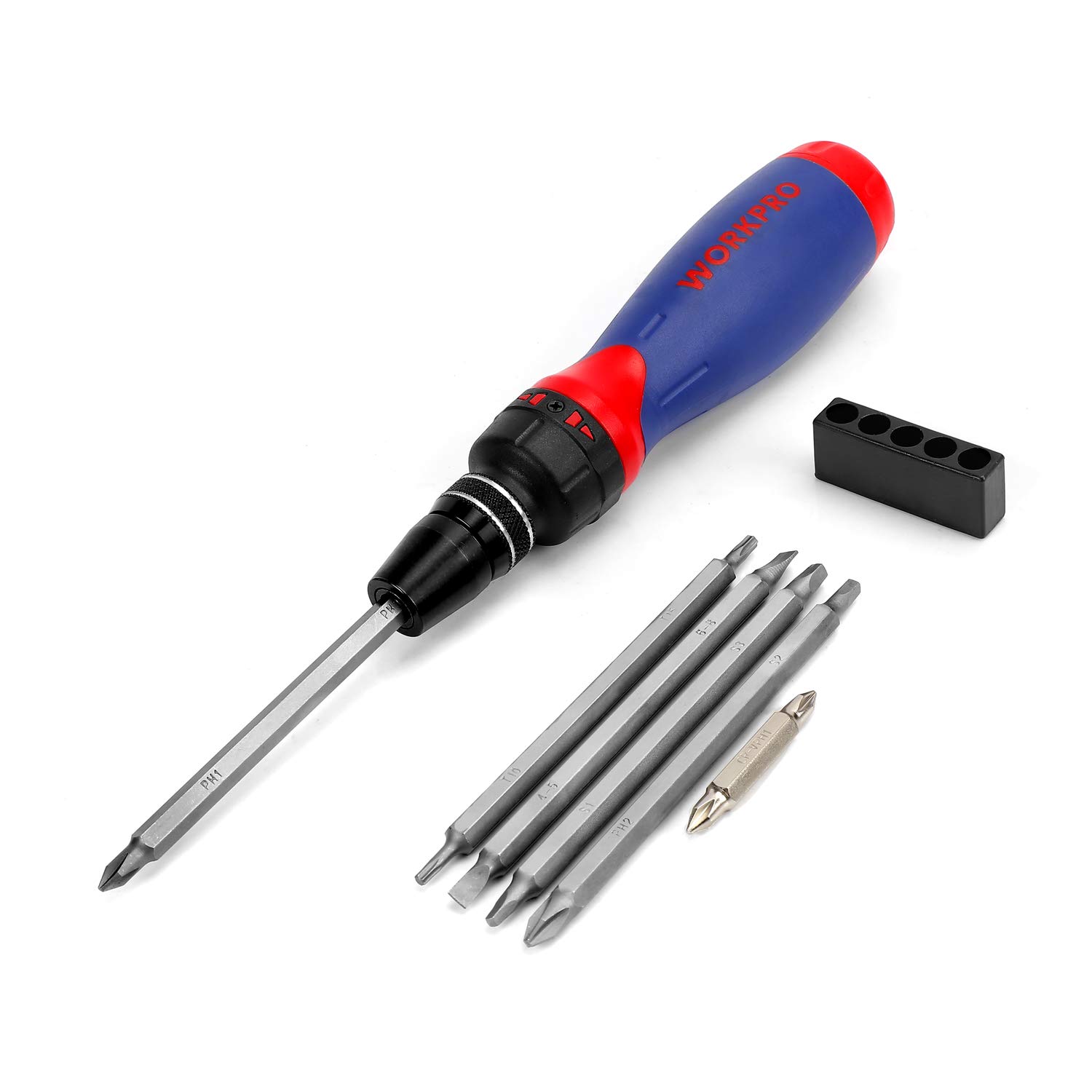 WORKPRO 10-in-1 Ratcheting Multi-bit Screwdriver Set with Bits Patented Quick-load Mechanism