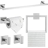 TQKAG 5-Piece Bathroom Hardware Set Brushed Nickel Classic Wall Mounted SUS304 Stainless Steel Bathroom Accessories Set 23.6" Towel Rack for Bathroom, Brushed Nickel