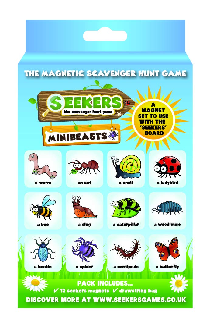 SEEKERS Magnetic Scavenger Hunt Games (Minibeasts Add-On Pack). Fun For Children All Ages. Ideal For Camping, Travel, Holidays and Road Trips. Outdoor Games for Kids. Magnetic Board Sold Separately.