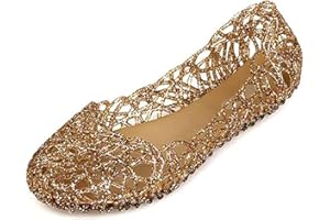JniGonos Women's Jelly Shoes Flat Slip On Sandals Hollow Out Ballet Flat