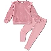 Jecson Toddler Girl Fall Clothes: Soft Warm Stretchy Outfits Set Ruffle Sleeve Sweatshirt and Leggings Cute Home & Out 2-8Y