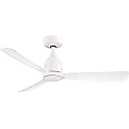 Fanimation Kute 3 Blade Ceiling Fan with Light Kit 44 Inches Wide with Matte White Finish and Matte White Blades