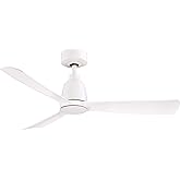 Fanimation Kute 3 Blade Ceiling Fan with Light Kit 44 Inches Wide with Matte White Finish and Matte White Blades