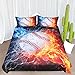 ARIGHTEX Baseball Bedding Set Boys Bedspreads Baseball Fire & Ice Sports Themed Bedrooms (Twin Size)
