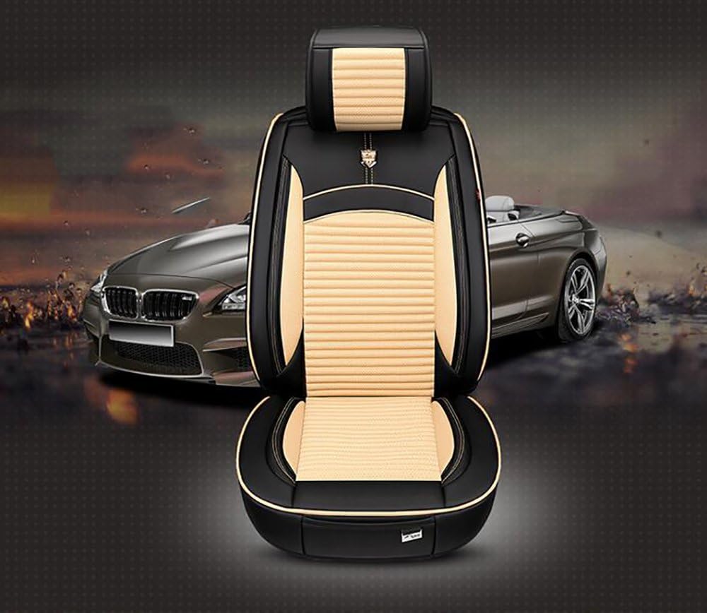 QXXZ Luxe Voiture Ensemble De Housses De Siège Auto Protecteur De Siège, Couvre Siège Voiture, Siège De Housse De Voiture,Beige