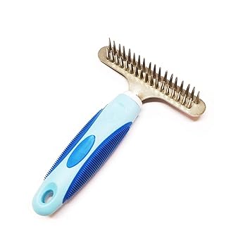 Petlicious & More Dog/Cat Rake Comb Grooming Shedding Tool Brush for Long & Short Hair Pets (Color May Vary)