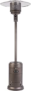 Fire Sense Kaffee Brown Commercial Patio Heater with Wheels | Powder Coated Steel Construction | Uses 20 Pound Propane Tank | 46,000 BTU Output | Portable Outdoor Heat Lamp