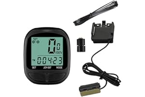 RiToEasysports Wired Cycling Speedometer, Waterproof LCD Display with 15 Functions Odometer Speedometer Trip Distance Clock A