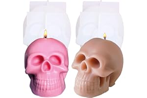 VSHINIC 2PCS 3D Skull Resin Candle Mold, Silicone Skull Shape Molds, Silicone Resin Casting Mold for Epoxy Resin,Candle,Ice Cube,Wax Melt,3D Resin Skull Molds for Resin Art Crafts,Party and Home Decorations