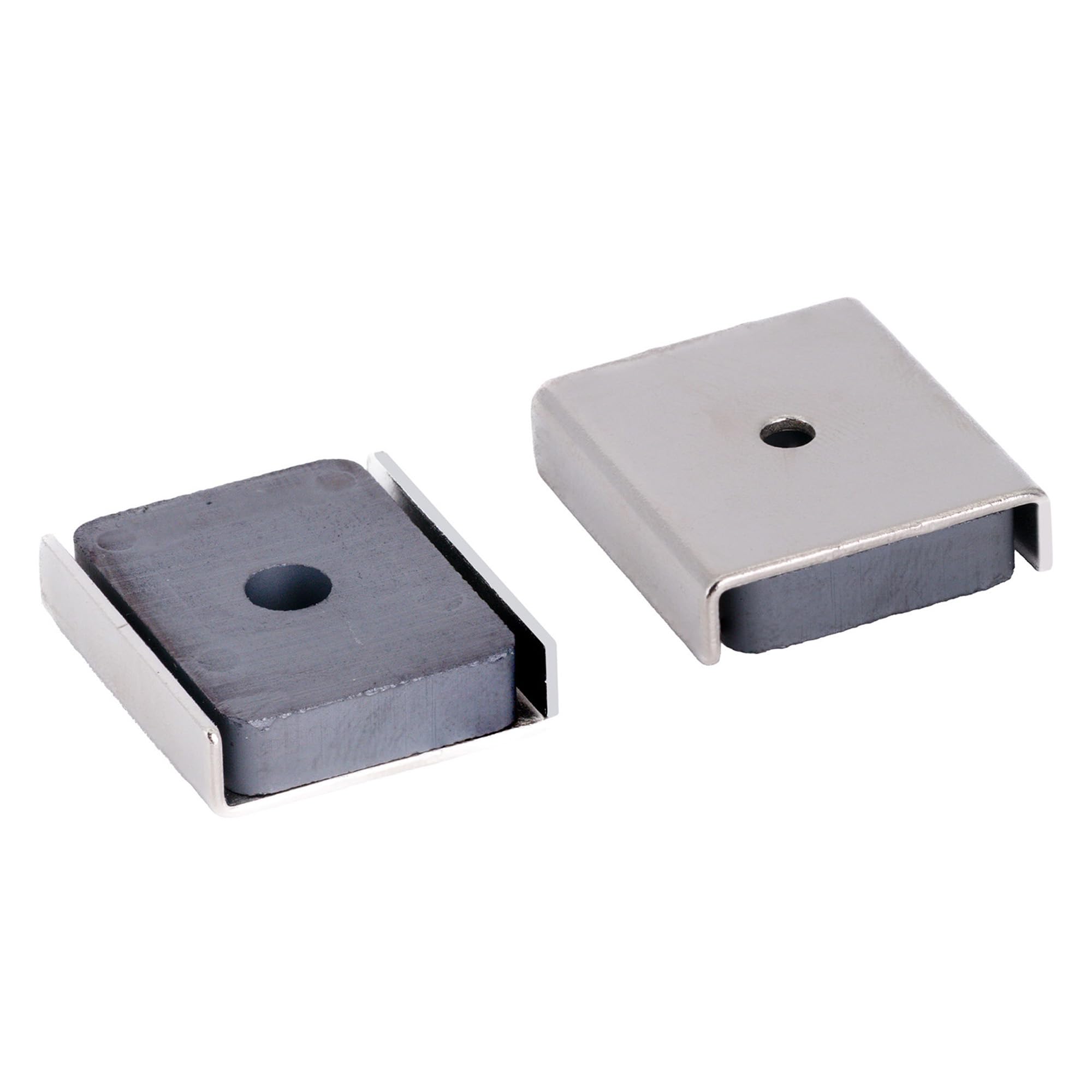 Ferrite Channel Magnet for DIY, Craft, and Hobbies - 26 x 23 x 6.3mm thick x 3mm hole - 6.1kg Pull - Pack of 20