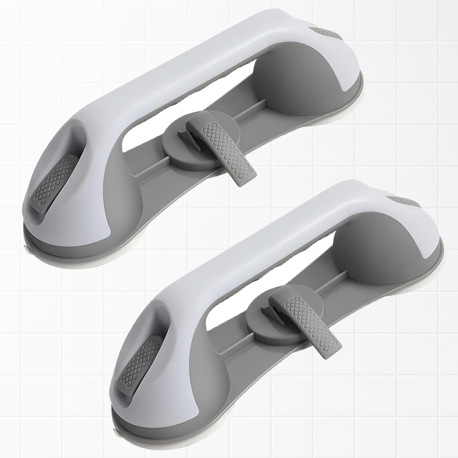 Photo 1 of 2-Pack Grab Bars for Shower :3 Strong Suction Cups, No-Drill Removable Safety Handrails for Seniors, Elderly and Disabled – Waterproof Bathroom Shower Handle for Toilet, Tub and Shower