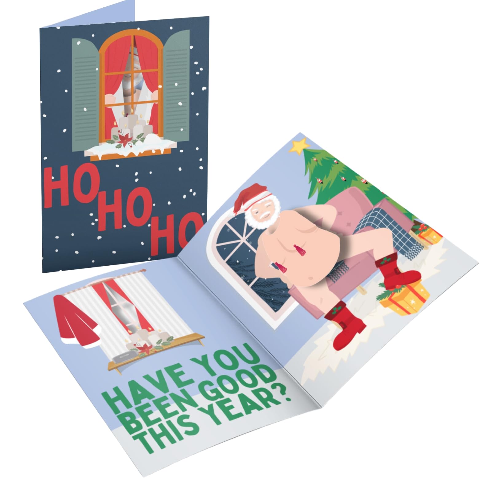 Unhinged Musical Shaking Cheeky Santa Funny Pop Up 3D Christmas Card for Him & Her - Festive Xmas Card with Unique Surprise