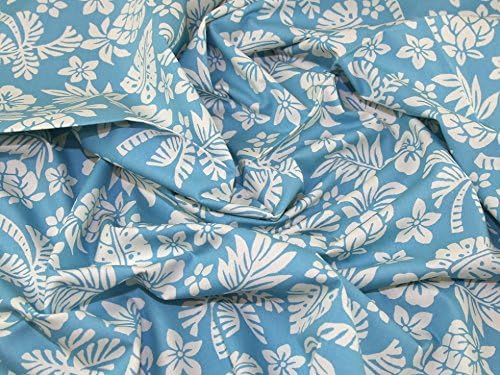 Tela de popelín de algodón con estampado tropical azul cielo – por metro: Amazon.es: Hogar