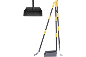 Niubya Pooper Scooper for Dogs, Metal Poop Scooper Tray Spade and Rake Set, Poop Scoop with Adjustable Long Handle, Dog Pooper Scooper for Pet Waste Removal