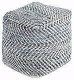 Ashley Furniture Signature Design - Chevron Pouf - Hand Woven Traditional Styling - Comfy Chair or Footrest - Blue (Renewed)