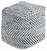 Ashley Furniture Signature Design - Chevron Pouf - Hand Woven Traditional Styling - Comfy Chair or Footrest - Blue (Renewed)