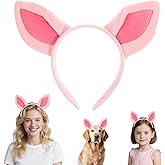 NIYANGLE Pig Ear Headband Halloween Animal Cosplay Accessory Flexible Puppy Ear Headwear for Kids Teens Adults Party Dress up Prop