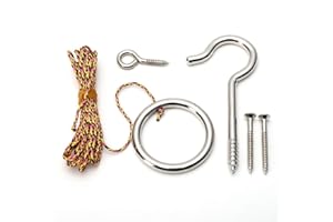 IParts Hook and Ring Swing DIY Kit Heavy-Duty Hardware and String Ring Toss Game Indoor – Outdoor（Set-up Instruction Included）