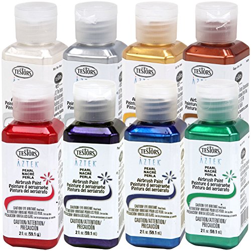 TESTORS AZTEK Premium PEARL Acrylic Airbrush Paint 8Color Set & FREE