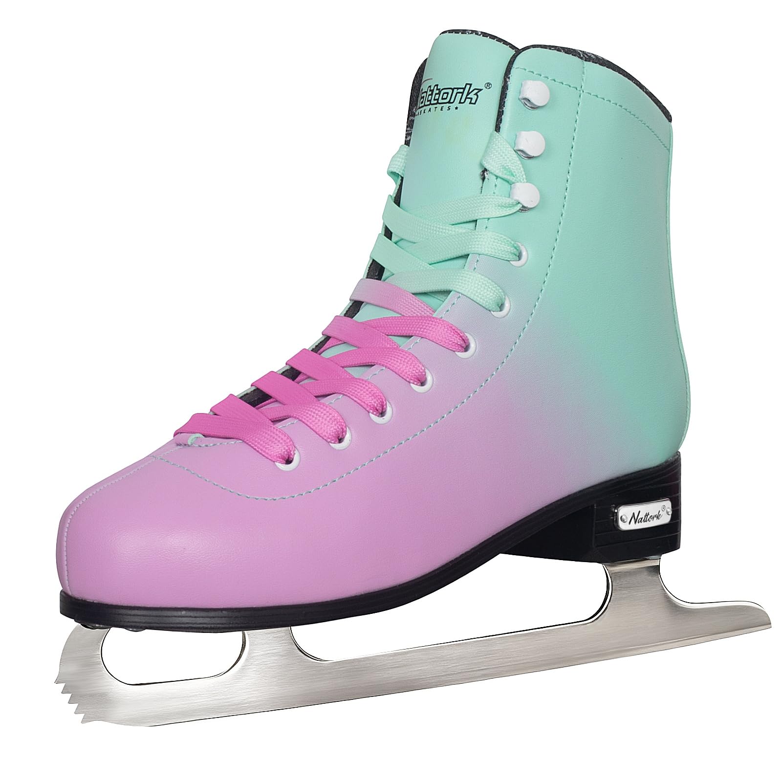 Photo 1 of Nattork White Figure Skates Excellence Stainless Steel Blades Ice Figure Skating with Enhanced Support Strength Performance and Ultimate Comfort for Women and Men Red Teal w 10