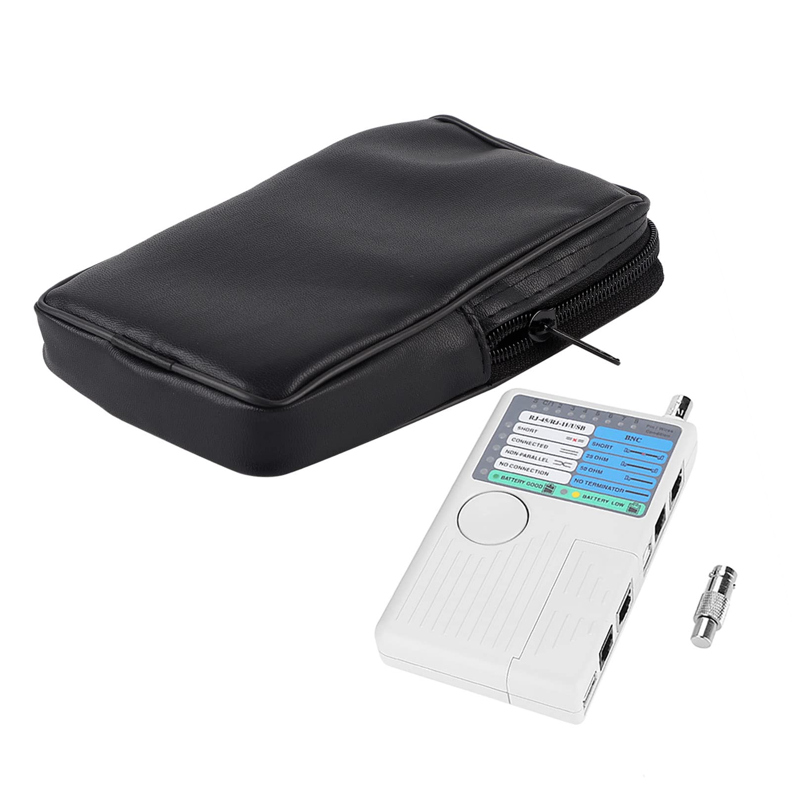 Akozon Network Cable Tester 4-in-1 Portable LAN Remote RJ11 RJ45 USB BNC for UTP STP Cables Tracker