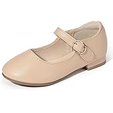 PANDANINJIA Girls Dress Shoes Patent Ballerina Flats Toddler Little Big Kid Mary Jane Low Heels Shoes