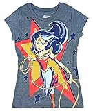 Wonder Woman in Star Girls' Licensed Short Sleeve Crew Neck Graphic T-Shirt (Medium)