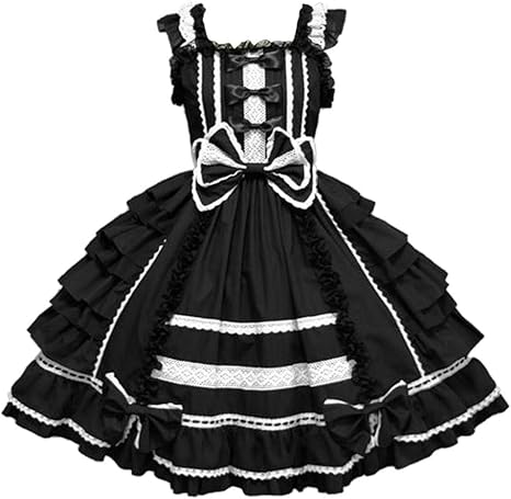 Amazon Co Jp ゴスロリワンピース ドレス 復古風 フリル クラロリ 甘ロリ お嬢様 ガールズ 可愛い 演出服 ゴシック系 ロリータショート ワンピース メイド服 ロリータ服 ミニ ドレス Timsa Lolita Dress Cosplay レディース ノースリーブ ワンピ ジャンパースカート