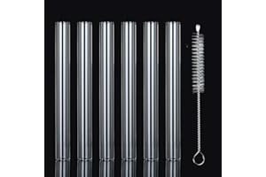 AMZMAKUP 6 Pcs Borosilicate Glass Tube 12mm OD 2mm Thick Glass Blowing Tubes with Cleaning Brush (4 Inch)