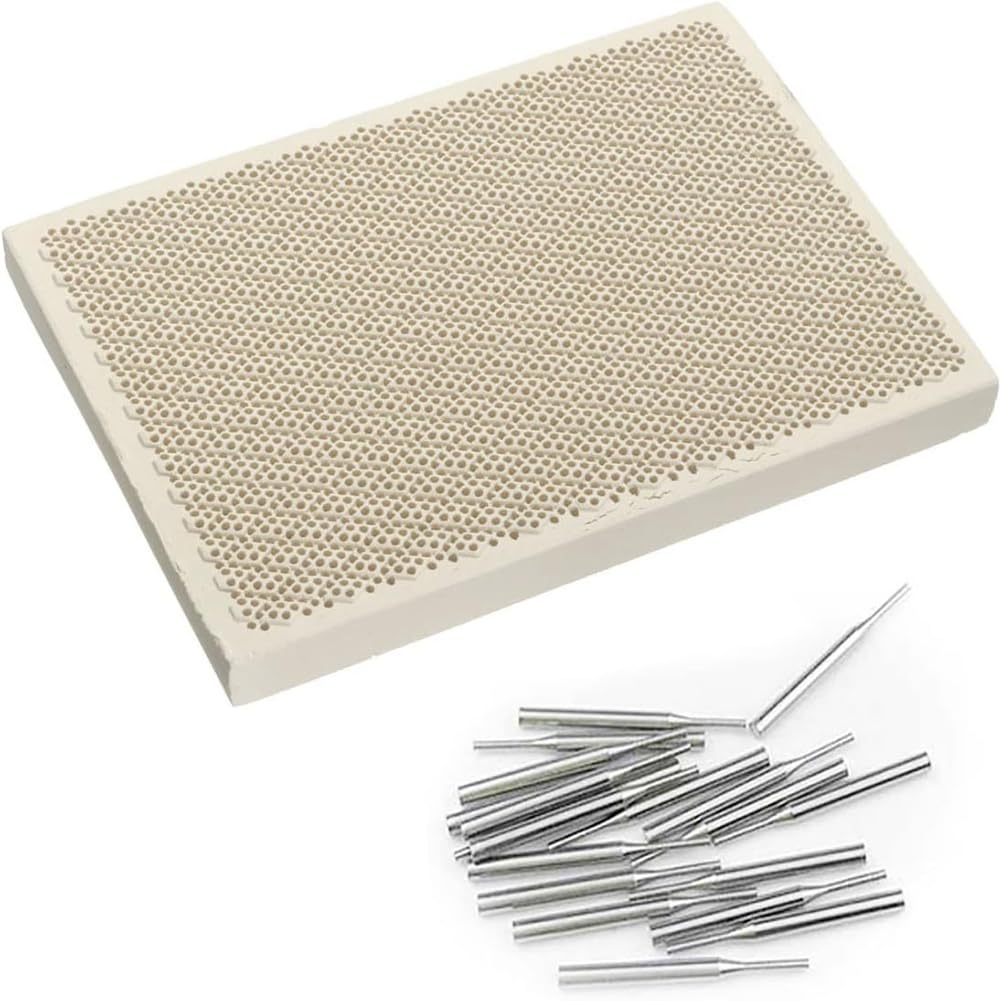 Aetherion Honeycomb Ceramic Soldering Board with Needles Rectangle Soldering Honeycomb Panel Jewelry Making Tools,Soldering Block