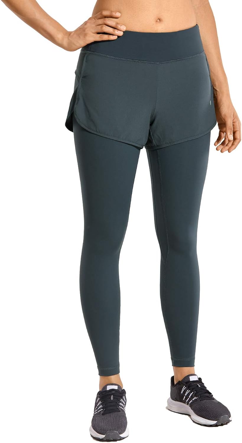 CRZ YOGA Women's Luxury Naked Feeling Mid-Rise 2 in 1 Workout Legging Jogging Fitness Tight -25 