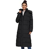 ROYAL MATRIX Women's Long Quilted Puffer Coat, Winter Warm Maxi Puffer Jacket with Detachable Hood