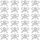 GOMAKERER 24 Pcs Bow Connector Charms, Brass Bowknot Charms Metal Connector Pendants with 2 Holes for DIY Earrings Bracelet Necklaces Jewelry Making