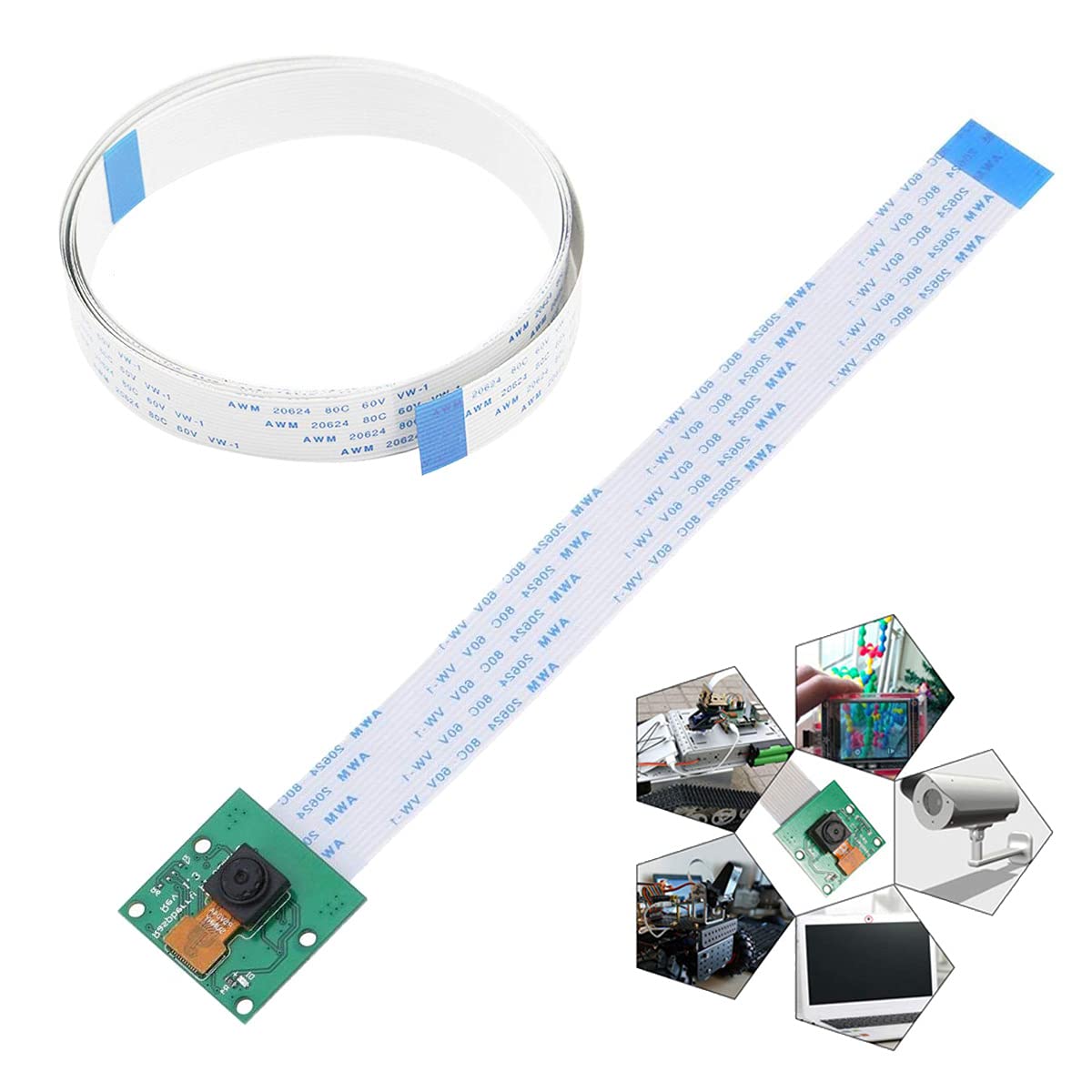 Youmile CSI Camera Module for Raspberry Pi 1080p 720p 5MP Webcam Video Camera Compatible 3 Model B+ / 3 Model B + FPC Cable