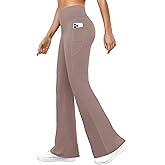 DLOODA Womens Yoga Pants with Pockets High Waisted Flare Leggings Bell Bottom Tummy Control Workout Bootcut Leggings