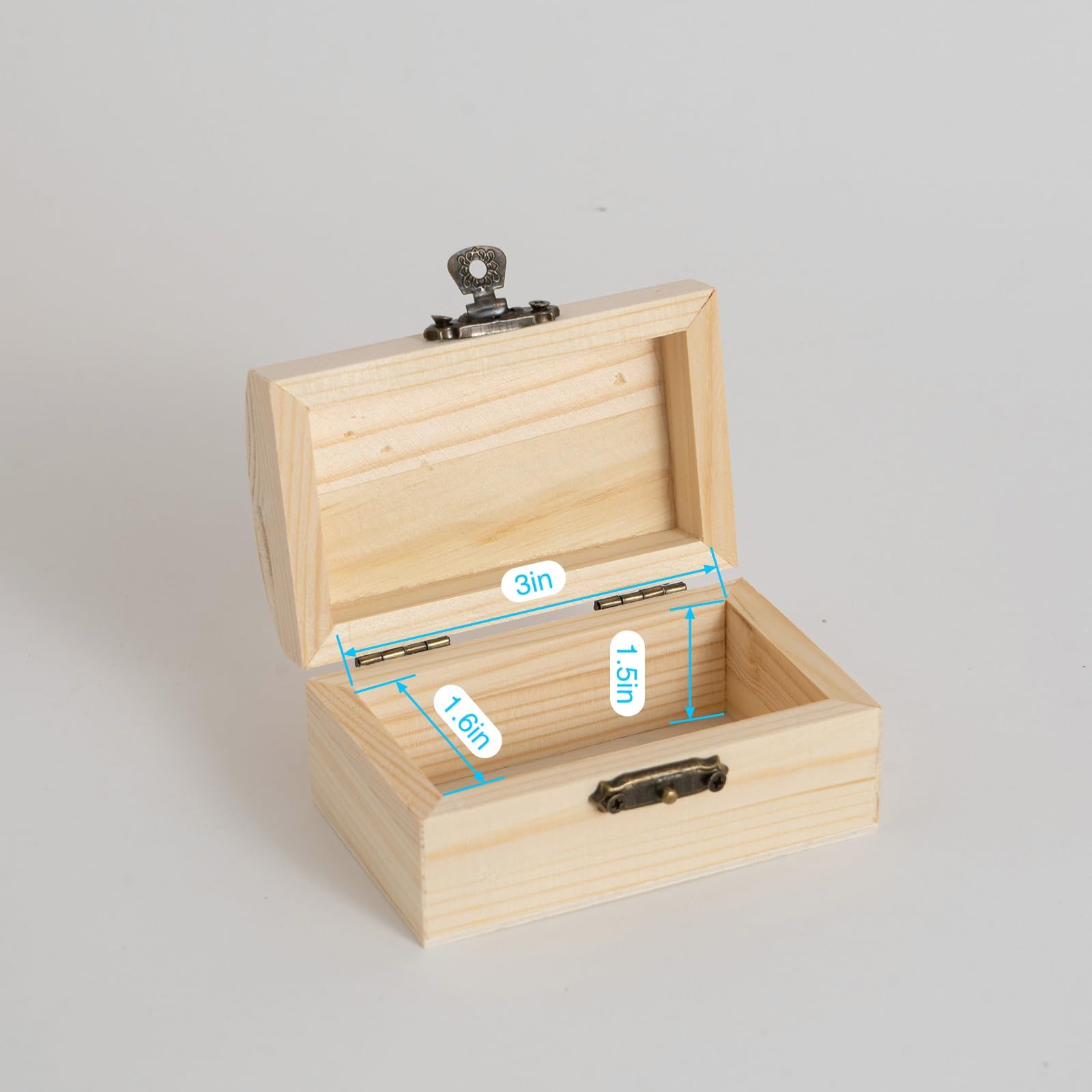 24 Piece Small Wooden Box Unfinished Wooden Treasure Box with Lids for DIY Crafts (3.6 x 2.1 x 1.8 inches)