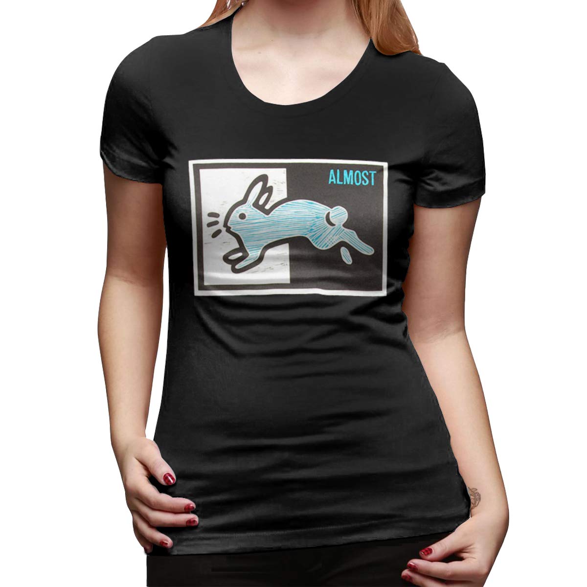  Almost Lotti Rabbit Casual Style Black With Short Sleeve T Shirt