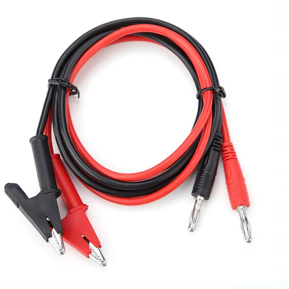 DollaTek 2Pcs 15A 4mm banana plug to alligator clip clamp test probe cable line - Red + Black