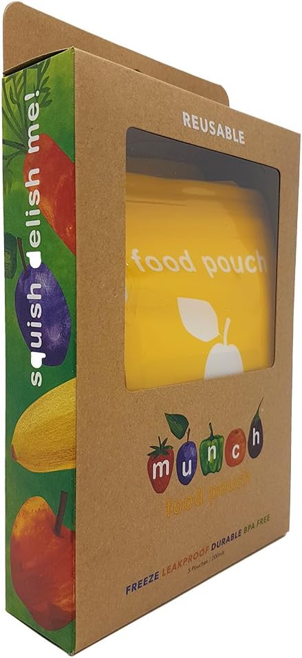 Large, Reusable Baby Food Pouches, Five Multi-use Bags to a Pack, Side spout, self Standing Base with Wide Opening to Fill, Clean and Reuse. Toughest Zipper in Town. No BPA